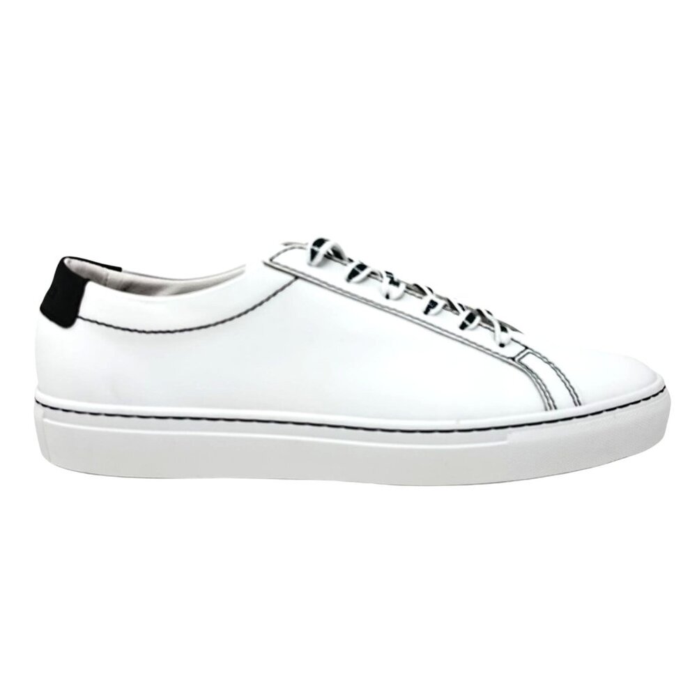 The Kooples White Leather Lace-Up Sneakers w Contrast Stitching Men's FR 43
